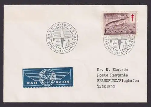 Flugpost Brief Air Mail Finnland Helsinki Frankfurt EF Fische Hecht Tuberkulose