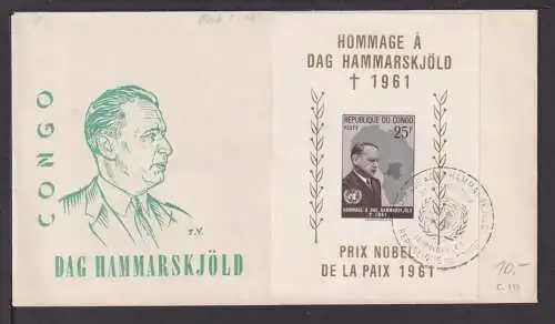 Briefmarken Kongo Afrika Brief Block 1961 Friedens Nobelpreis Dag Hammarskjöld