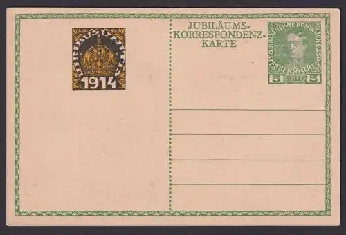 Wien Ganzsache Österreich Kaiser Jubiläum mit Eindruck Krone Viribus Unitis Mit