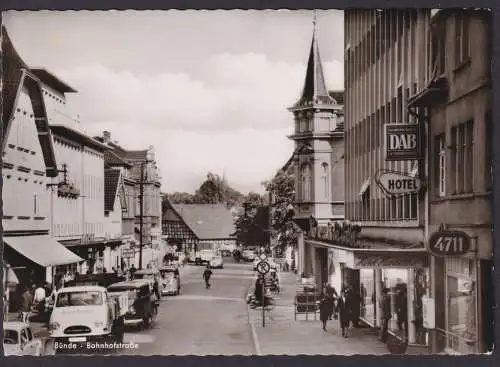 Ansichtskarte Bünde Westfalen Bahnhofstrasse Geschäfte Hotel Handelshof Verlag