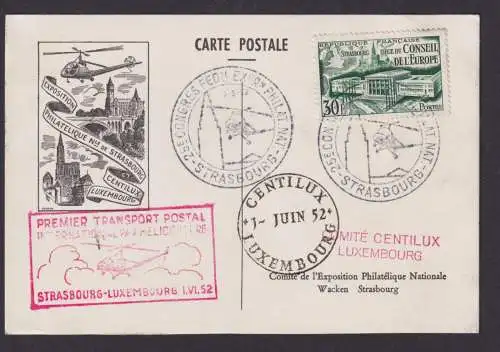 Helikopter Flugpost Brief Air Mail Strasbourg Frankreich Luxemburg + Motov