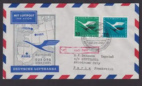 Flugpost Brief Air Mail Lufthansa schöner Beleg Bund MIF 206-207 München