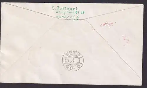 Flugpost Brief Air Mail Nippon Airways Jet Power Flug Sapporo Tokio 1.8.1935