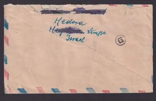 Flugpost Brief Air Mail Israel MIF nach Leipzig 14.9.1952