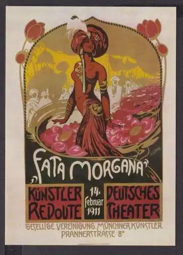 Jugendstil Art Nouveau Künstler Ansichtskarte Künstler-Redoute Fata Morgana 1911