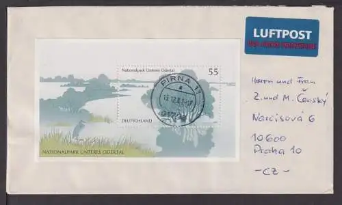 Briefmarken Deutschland Europa Brief Block 1983 Nationalpark Unteres Odertal