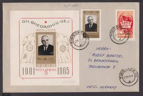 Briefmarken Rumänien Europa Brief Block 1965 Gheorghiu-Dej