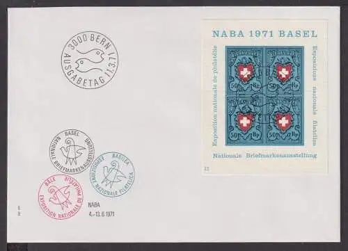 Schweiz Brief Block 21 Bern Philatelie Briefmarken Ausstellung NABA 71 als FDC