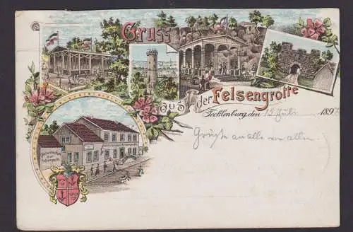 Jugendstil Litho Ansichtskarte Tecklenburg NRW Gasthaus Felsengrotte Münster