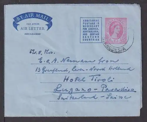 Flugpost airmail Rhodesien Nyasaland Afrika Ganzsache Aerogramm Lugano Schweiz