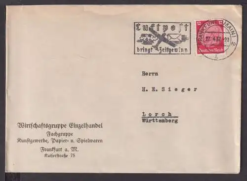 Flugpost airmail Deutsches Reich Brief MaschSST Frankfurt Luftpost Zeitgewinn