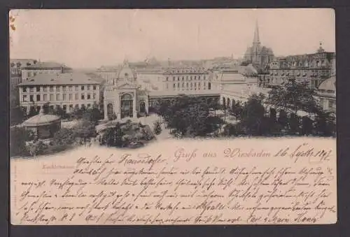 Ansichtskarte Wiesbaden Hessen Kochbrunnen 1897 Würzburg Bayern