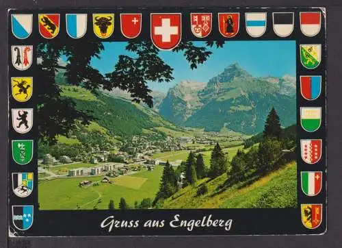 Ansichtskarte Engelberg Schweiz mit Hahnen Wappen Erlen