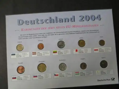 Münzen Europa 2004 KURSMÜNZEN DER NEUEN EU MITGLIEDSSTAATEN STEMPELGLANZ
