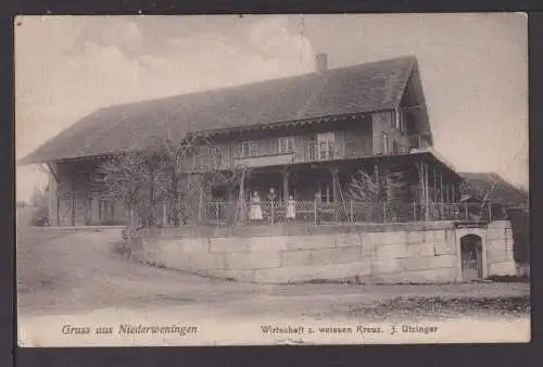 Ansichtskarte Niederweningen Schweiz 1913 Wirtschaft z. weissen Kreuz Basel