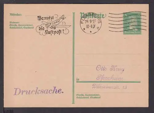 Flugpost airmail Deutsches Reich Ganzsache MaschSST Flensburg Benutzt Luftpost