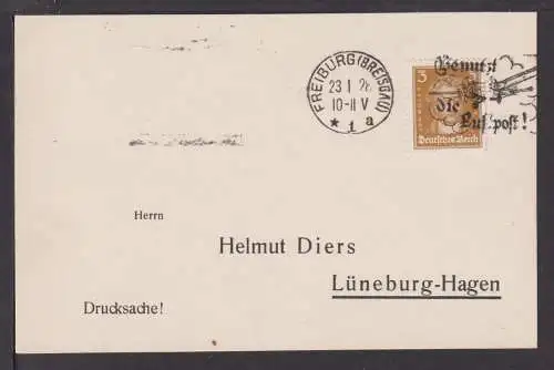 Flugpost airmail Deutsches Reich Goethe MaschSST Freiburg Benutzt Luftpost PK