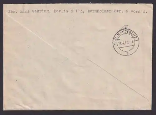 Deutsches Reich Berlin R Brief Steglitz SST R-Zettel N.S.R.L.c Heldengedenktag