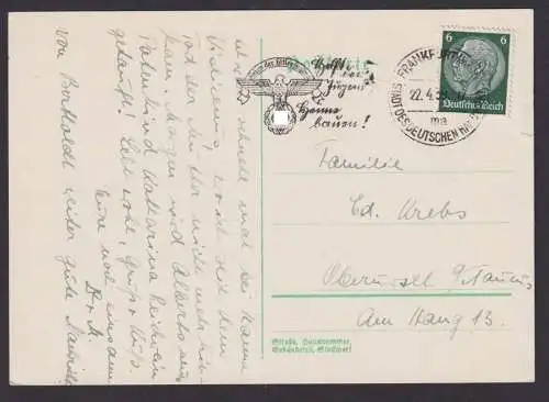 Deutsches Reich Postkarte SST Reichsadler Heim der Hitlerjugend Frankfurt n.