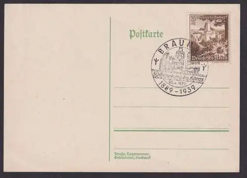 Deutsches Reich Postkarte SST Braunau 1889-1939