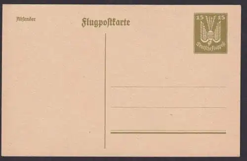 Flugpost Aviatik airmail Deutsches Reich Ganzsache Holztaube 15 Pfg. oliv 1924