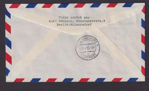 Flugpost Brief Air Mail Lufthansa schöner Beleg Bund MIF 206-207 Düsseldorf