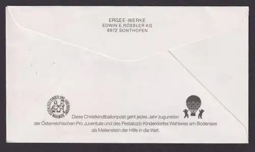 Österreich Weihnachtsballonpost Bordstempel D-Ergee Befördert mit Vignette