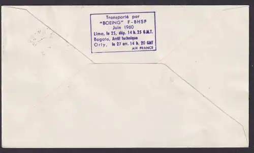 Flugpost Air Mail Brief Boing 707 Air France Lima Peru 25.6.1960