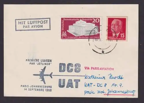 Flugpost Brief Air Mail DDR GAA Ganzsachenausschnitt Pieck gute Destination