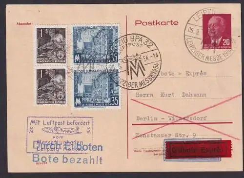 Flugpost Brief Air Mail DDR Ganzsache K1 Leipzig BPA 32 Messe ab Mockau nach