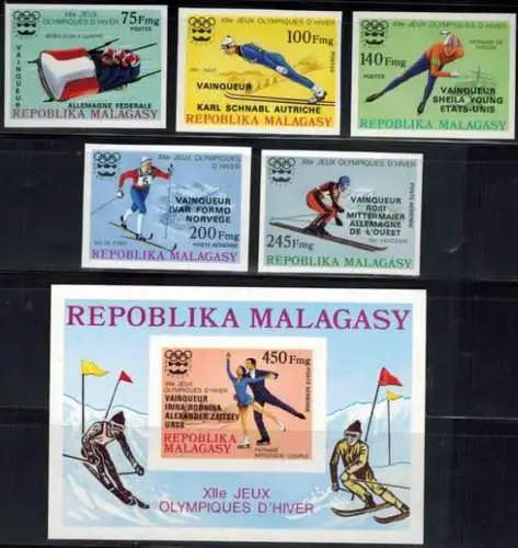 Afrika Madagaskar 802-806 Block 13 Olympia Sport Winterspiele Innsbruck