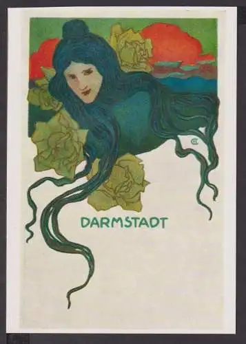 Jugendstil Art Nouveau Künstler Ansichtskarte Darmstadt Hans Christiansen