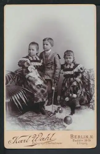 Altes Foto Fotoplatte Reklame Photograph Karl Wahl Berlin Kinder mit Spielzeug