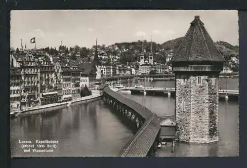 Ansichtskarte Luzern Schweiz Kapellbrücke und Wasserturm