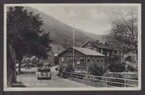 Auto Oldtimer Cabrio Ansichtskarte Lorch Rhein Hessen Laukenmühle im Wispertal