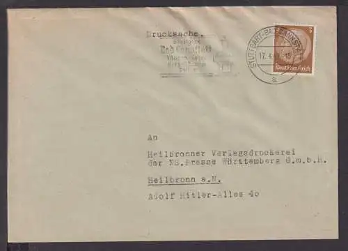 Deutsches Reich Brief selt. SST Bad Cannstatt Magen Leber Herz Rheuma 1942