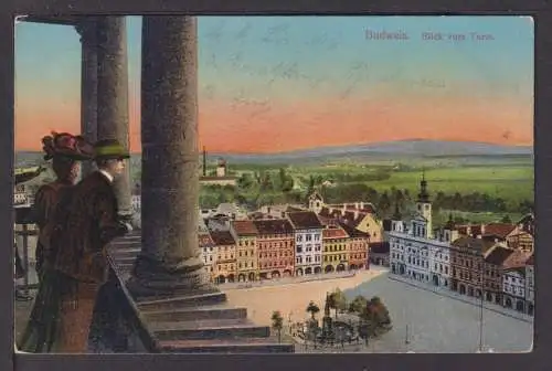 Ansichtskarte Budweis Böhmen Tschechien Blick vom Turm 1916 Nürnberg Bayern