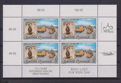 Österreich 2292 I Kleinbogen Briefmarkenausstellung WIPA 2000 Luxus Kat 36,00