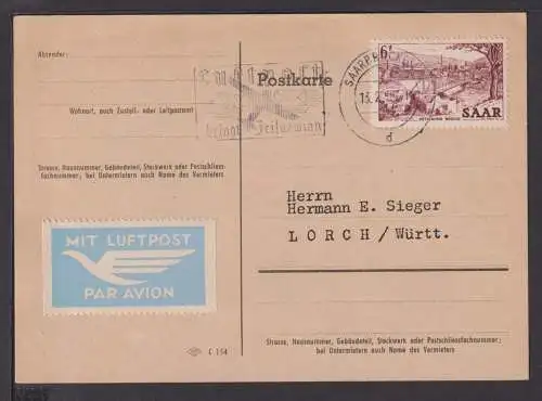 Flugpost airmail Saarland mit SST Luftpost bringt Zeitgewinn Saarbrücken Lorch