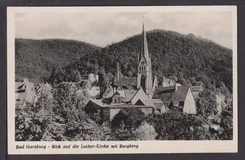 Ansichtskarte Bad Harzburg Niedersachsen Luther Kirche mit Burgberg