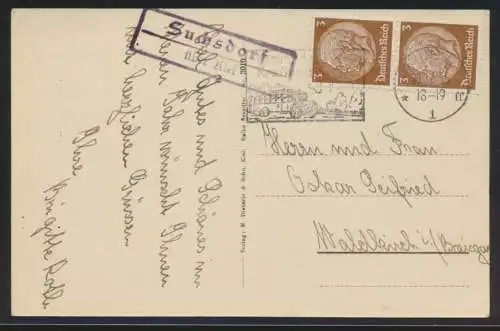 Landpoststempel Suchsdorf über Kiel Schleswig Holstein Deutsches Reich MEF