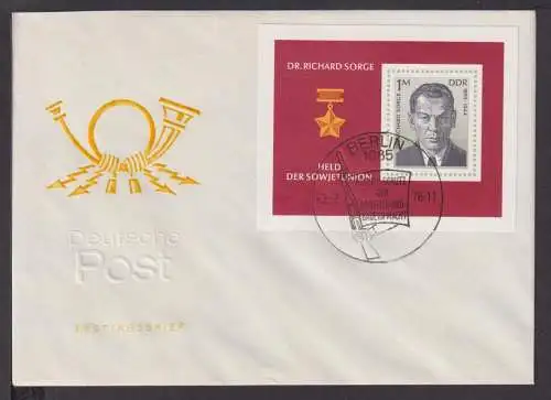 Briefmarken DDR Deutschland Brief Block 1976 Dr Richard Sorge Held d Sowjetunion