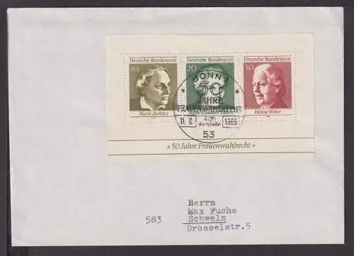 Briefmarken Deutschland Brief Block 1989 50 Jahre Frauenwahlrecht