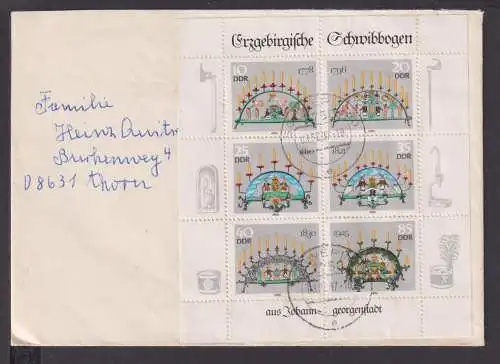 Briefmarken DDR Deutschland Brief Block 1987 Erzgebirgische Schwibbogen