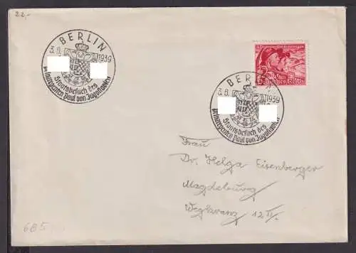 Deutsches Reich Brief Berlin selt SST Staatsbesuch 1939 Magdeburg Sachsen-Anhalt