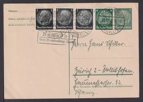 Deutsches Reich Hindenburg Auslands Ganzsache + gleicher ZUF Landpost Damsdorf