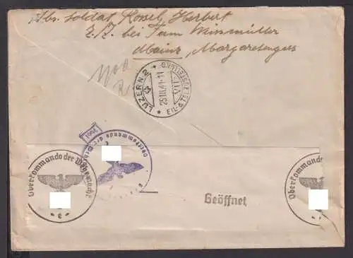 Deutsches Reich Eilboten Zensur Auslands Brief MEF 793 25 Pfg. Hindenburg Mainz