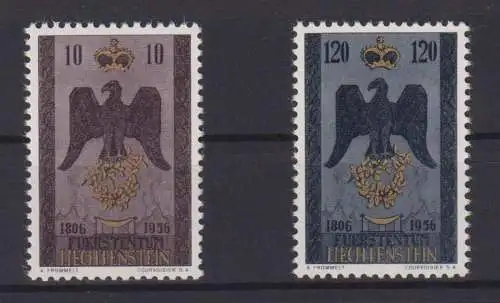 Liechtenstein 346-347 150 Jahre Souveränität 1956 tadellos postfrisch Kat 20,00