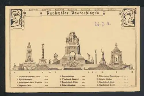 Ansichtskarte Denkmäler Deutschlands 1916 Völkerschlacht, Kyffhäuser und weitere