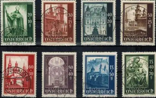 Österreich 885-892 gestempelt Wiederaufbau Salzburger Dom 1948 Kat.-Wert 25,00